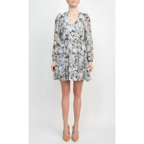 Laundry Shelli Segal Tiered Hem Floral Short Dress size 6 NWT - Picture 1 of 7